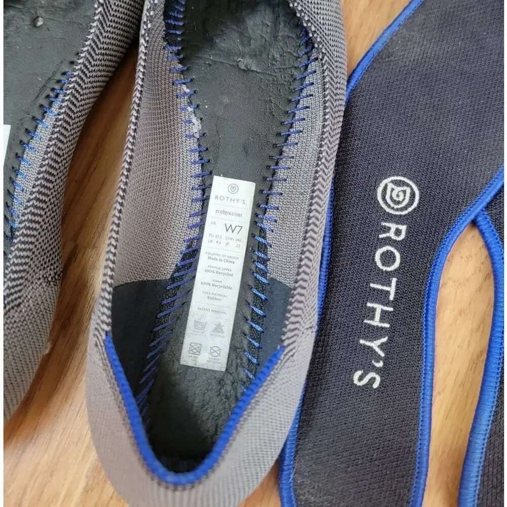 Rothy's Pointed Grey Slip-on Flats 7